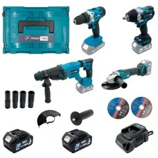 Акумуляторний набір інструментів PROFI-TEC Combo Set 4/4 POWERLine , PBH201BL, DTW800BL, DGA20BL, PCD2820V, 2×PT2040MP (4.0 Аг), зарядний пристрій (007060)