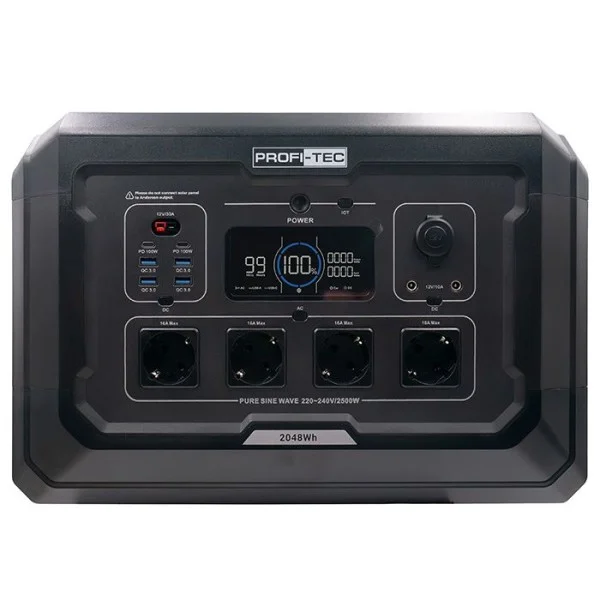 Портативна зарядна станція PROFI-TEC PPS2500 LiFePO₄,  2500 Вт, батарея 2048 Вт⋅год  (006855)