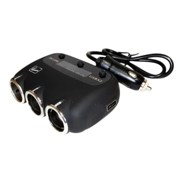 Розгалужувач прикурювача KY 558 12V трійник з вольтметром і амперметром 2 USB