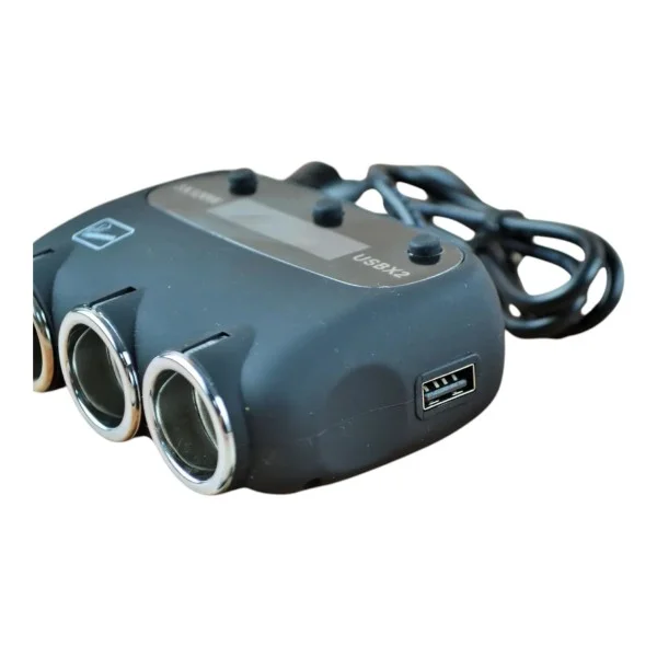 Розгалужувач прикурювача KY 558 12V трійник з вольтметром і амперметром 2 USB