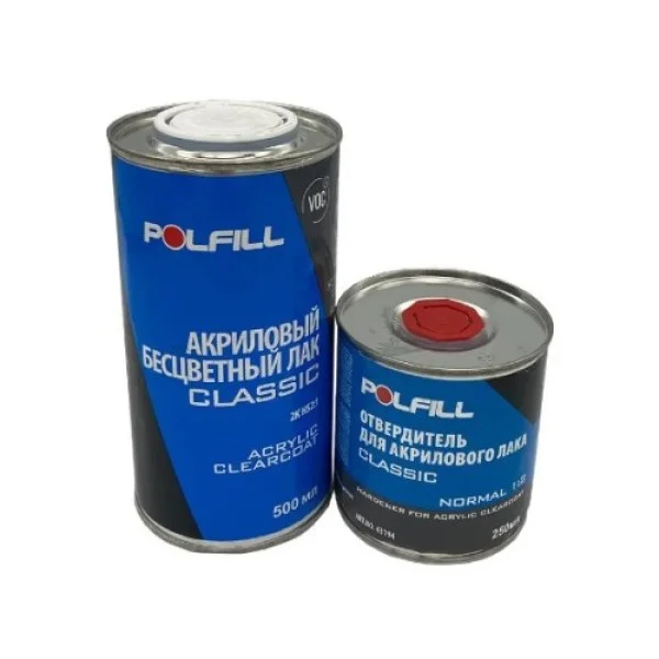 Лак 2К Polfill 2:1 HS Classik 0,5 л + отвердитель 0,25 л(43192+43194)