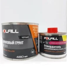Акриловий Ґрунт Polfill 5:1 ECO, чорний, 0,48 л + затверджувач 0,08 л(43201)