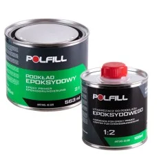 Ґрунт епоксидний Polfill 2:1 "мокрий по мокрому" 0,375 л + затверджувач 188 мл, сірий(43225+43238)
